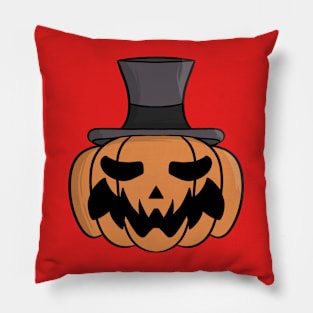 Halloween pumpkin wearing a top hat Pillow