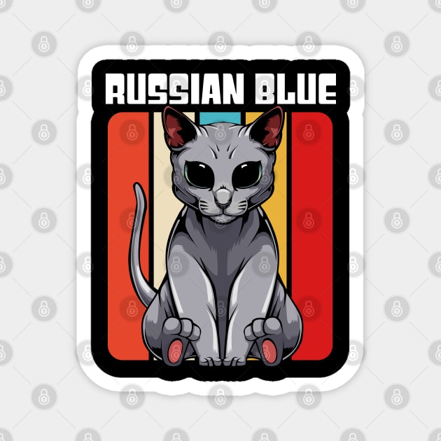 Russian Blue - Cute Retro Style Kawaii Cat Magnet by Lumio Gifts