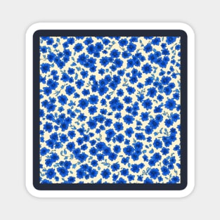 Pattern of blue flowers in a village style Magnet