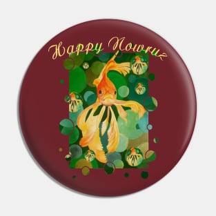 Happy Nowruz Cat New Year Goldfish In Green Sea Pin