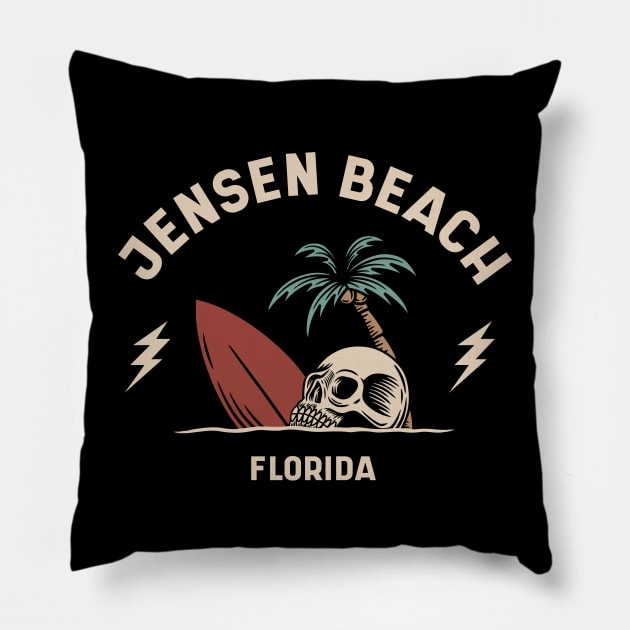 Vintage Surfing Jensen Beach, Florida Pillow by SLAG_Creative