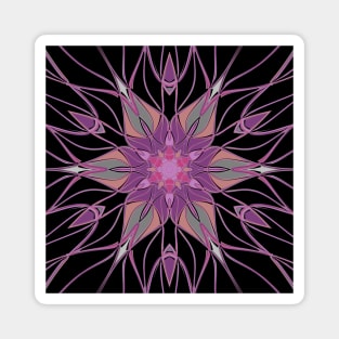 Cartoon Mandala Flower Black Purple and Pink Magnet