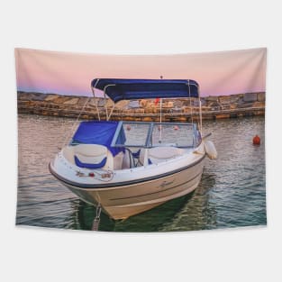 Summer Sunset Boat Sea Water Seaport Sailing Tapestry