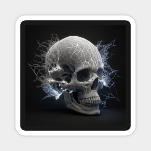 Black and White Light Fire Skull Magnet