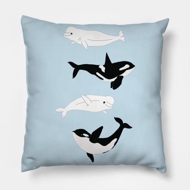 Orcas & Belugas Pillow by tangerinetane