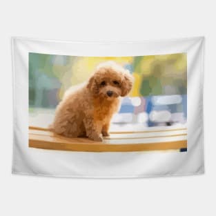 Poodle Puppy Digital Painting Tapestry