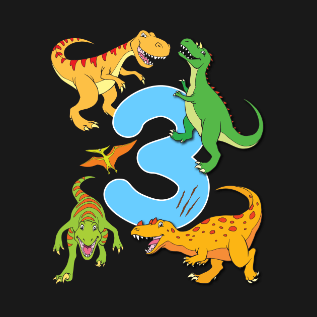 Dinosaur Birthday 3 Year Boys Girls Dino Design by samshirts