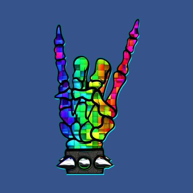 THROW UP THE HORNS color cubes Music TShirt TeePublic