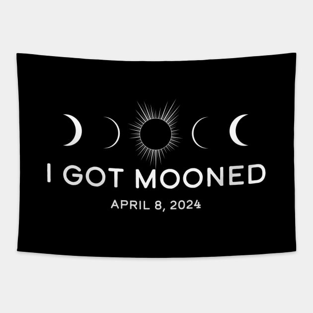 I Got Mooned - Total Solar Eclipse April 2024 Tapestry by LucentJourneys