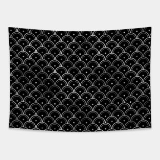 Dotted Scales in Black and Silver Vintage Faux Foil Art Deco Vintage Foil Pattern Tapestry