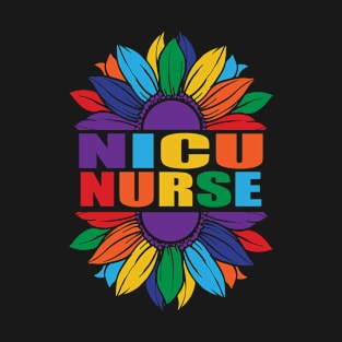 NICU Nurse Rainbow Sunflower LGBT Cute Nursing Student T-Shirt