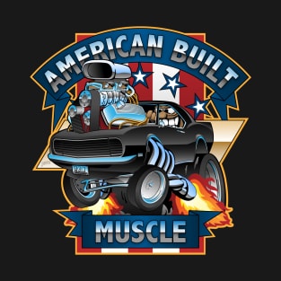 American Built Muscle - Classic Muscle Car Cartoon Illustration T-Shirt