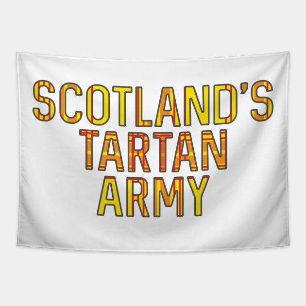 Scotland's Tartan Army, Scottish Lion Rampant Coloured Tartan, Scottish Football Slogan Tapestry by MacPean