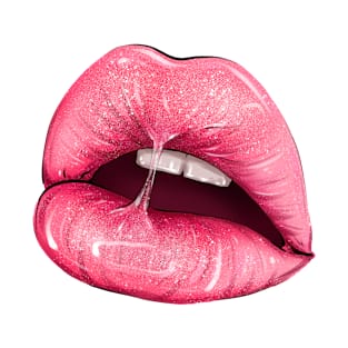 Parted sexy lips with pink lip color gloss T-Shirt