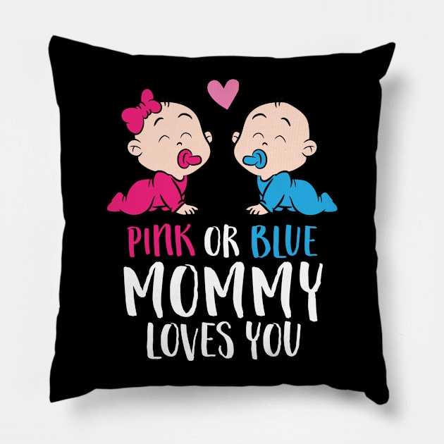 Gender Reveal Pregnancy Pink Or Blue Daddy Loves You Pillow by EQDesigns