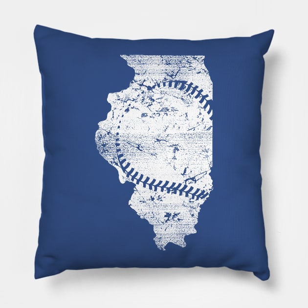 Illinois with Baseball Strings Pillow by DMaciejewski