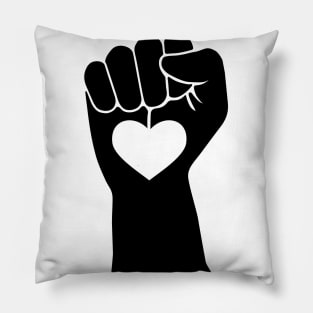 Feminist Heart in Hand Fist for Activism Pillow