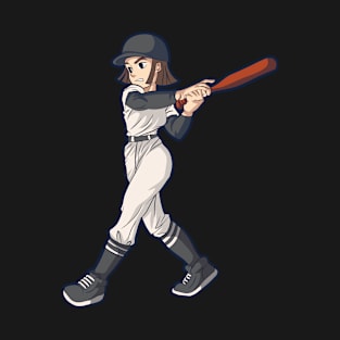 Retro Baseball Softball Girl Art T-Shirt