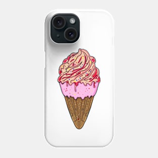 Tasty strawberry ice cream cone Phone Case