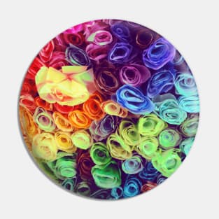 Rainbow Paper Roses Pin