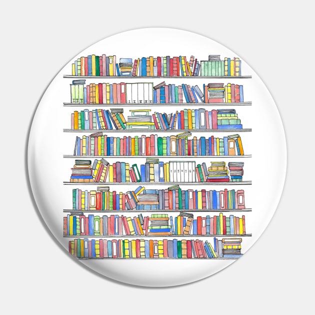 Rainbow Bookcase Pin by BiblioartsbyEmma