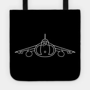 Hawker Harrier classic British jump jet aircraft white minimal outline Tote