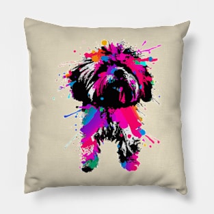 Fluffy Havanese Stencil Illustration Pillow