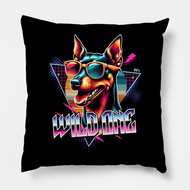 Wild One Miniature Pinscher Dog Pillow by Miami Neon Designs