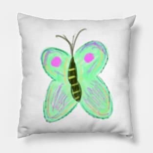 Green butterfly art Pillow