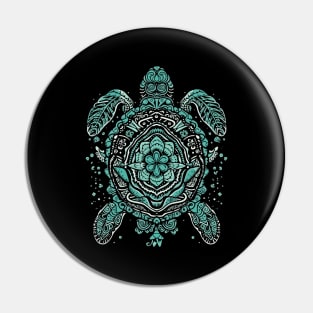 teaTeal Sea Turtle Mandala Art - Tranquil Ocean-Inspired Design Pin