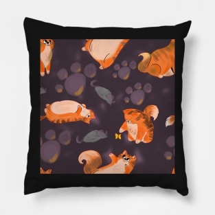 Chonky fat orange cats on purple Pillow