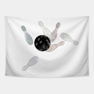 Distressed Bowling Ball and Pins Design Tapestry