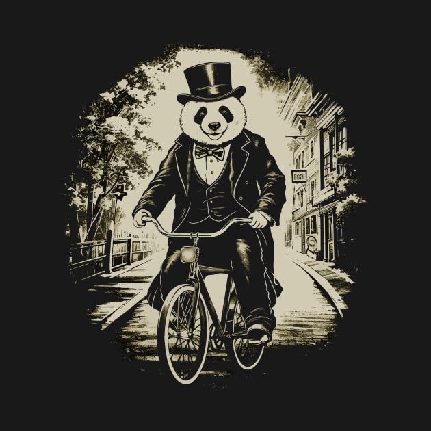 Victorian Panda Cycling on Vintage Bicycle Funny Cyclist MTB by teesontap