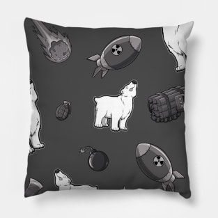 Dumb Bear Danger Pattern (Black & White) Pillow