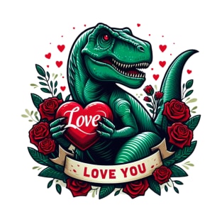 I Steal Hearts Valentines Day T-Rex T-Shirt