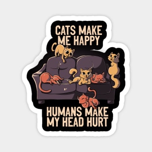 Cats Make Me Happy Funny Cute Gift Magnet