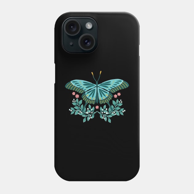 Cyan Butterfly Phone Case by YuanXuDesign