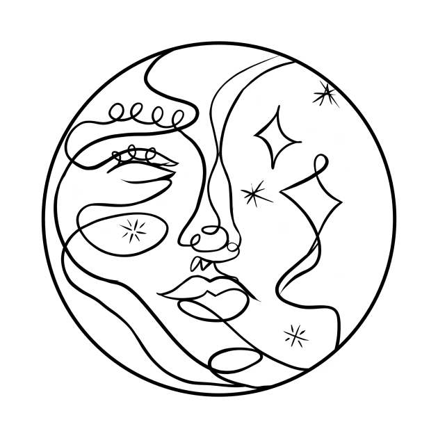 moon woman with groovy lines by saraholiveira06