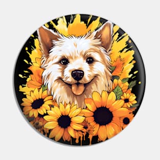 Dog Sunflowers Pin