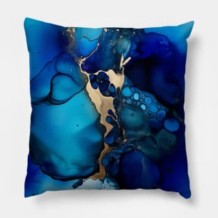 Aqua Aurora - Abstract Alcohol Ink Art Pillow