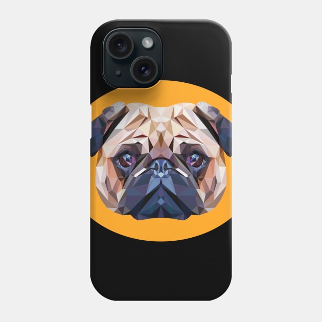 Funny Pug Polygon Dog Head Pet Gift Phone Case by MaveriKDALLAS