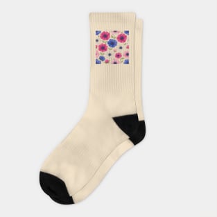 Anemone Watercolor Floral Pattern Socks