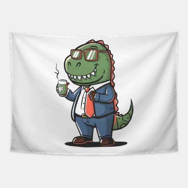 Dino Enterpreneur Tapestry by Ridzdesign