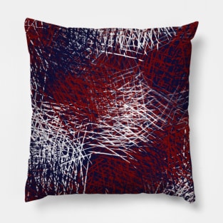 Hand-Drawn Red, White, and Blue Scribble Graphic Design Pillow