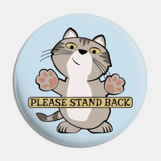 Please Stand Back Kitty Cat Pin