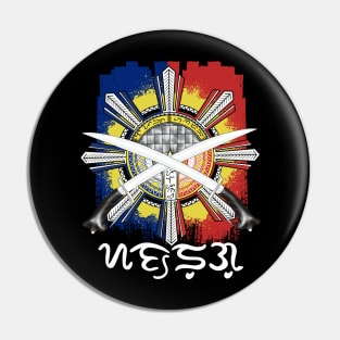 Philippine Flag Sun/Ginunting sword/Badlit word Sandugo (One Blood) Pin