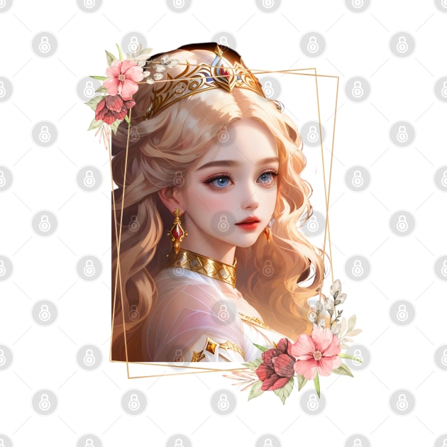 a girl with long blonde hair and a crown by Heawonshop