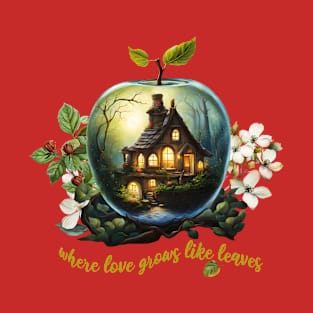 Magical Glass Apple Cottage Where Love Grows Like Leaves T-Shirt