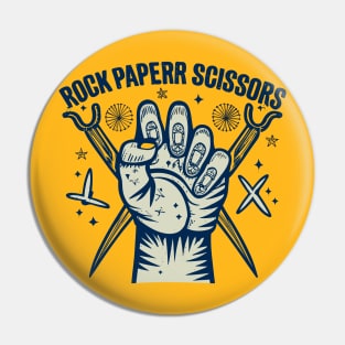 Rock Paper Scissors Art Design with Hand Pin