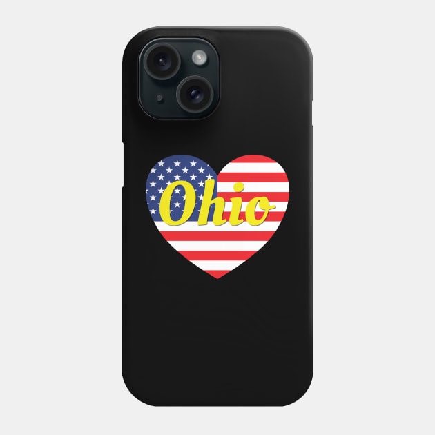 Ohio American Flag Heart Phone Case by DPattonPD